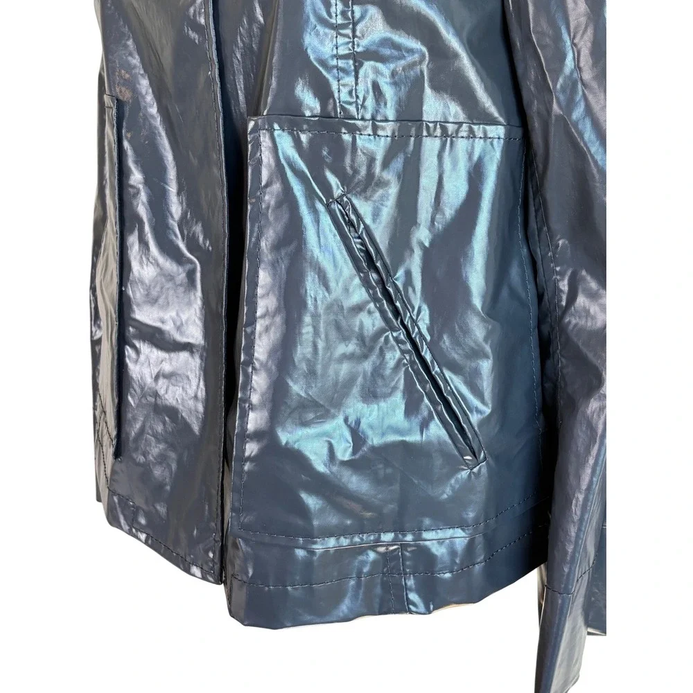 Zara Woman Limited Edition Metallic Coated Cotton Jacket Grey Small Collarless‎